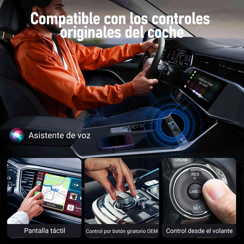 Lemorele P90 Wireless CarPlay USB-A Universal Adapter with Type-C Adapter