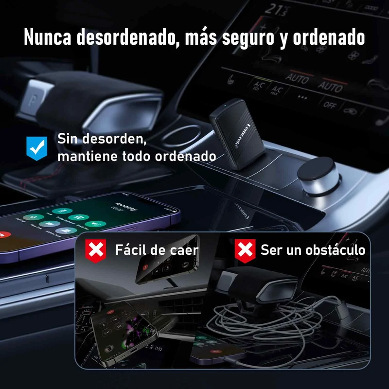 Lemorele P90 Wireless CarPlay USB-A Universal Adapter with Type-C Adapter