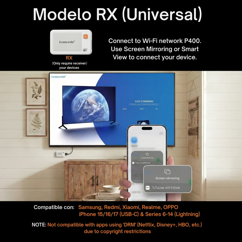 Lemorele P400 Wireless HDMI Transmitter and Receiver Kit