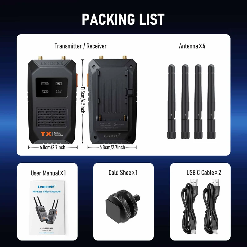 Lemorele R1100 Ultra-Long-Range Wireless HDMI Kit for Photography & Videography