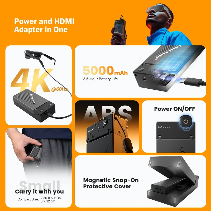 Lemorele HD200 Portable HDMI to Type-C Converter | Compatible with Fire Stick & AR Glasses