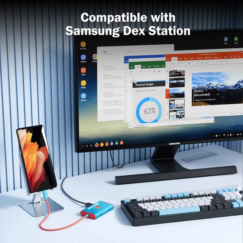 Lemorele AC08 1080P Video Capture Card & Multi-Functional Hub – 100W PD Charging, HDMI Output
