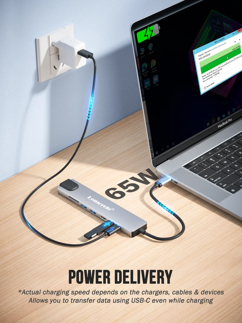 Lemorele TC19Plus USB-C 8-in-1 Hub with 4K HDMI & PD Charging