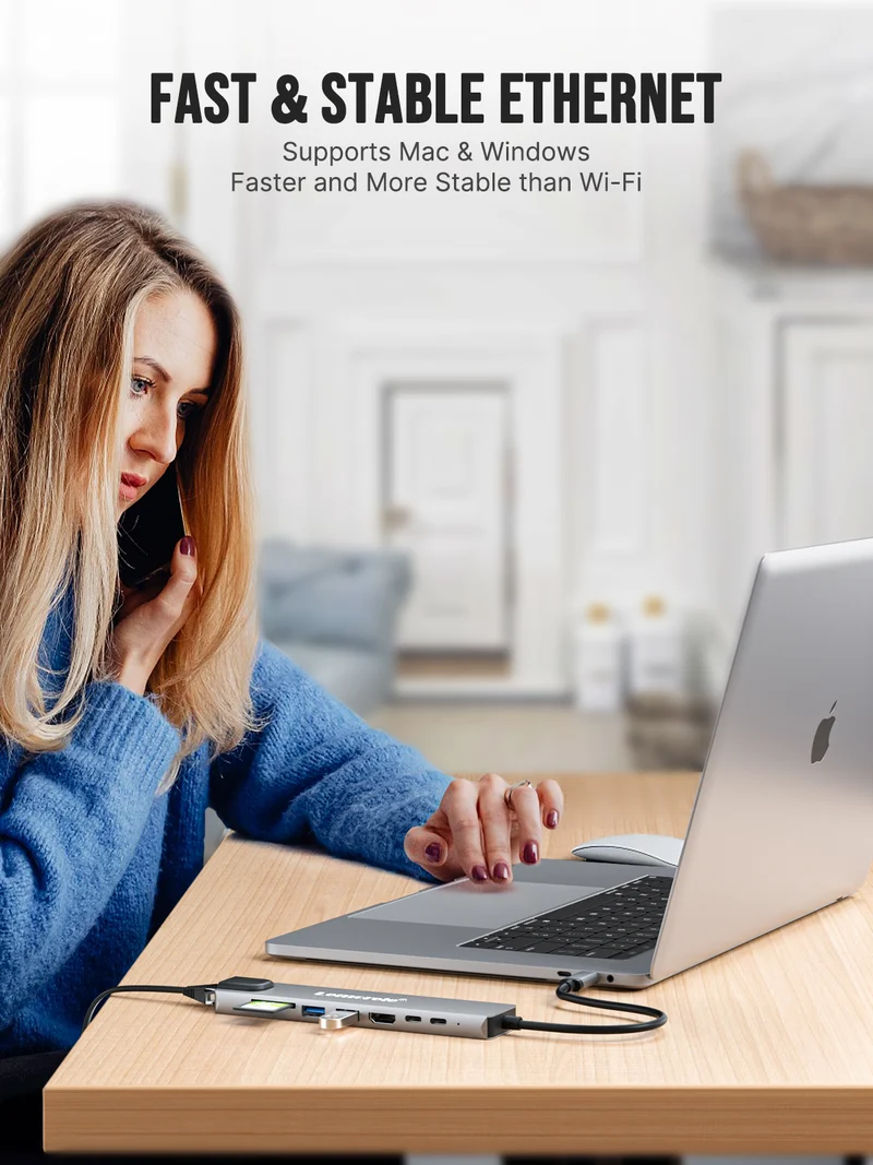 Lemorele TC19Plus USB-C 8-in-1 Hub with 4K HDMI & PD Charging