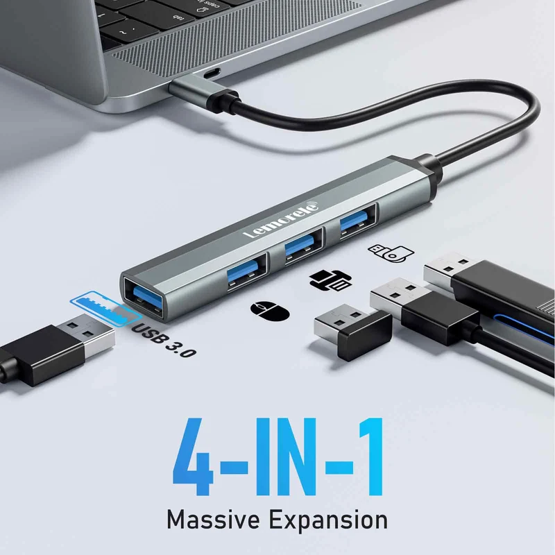 Lemorele TC57 USB-C 4-in-1 Hub with USB 3.0 and 3×USB 2.0 Ports
