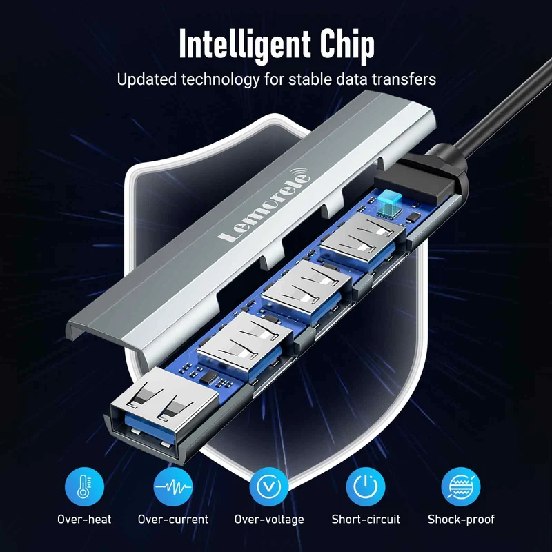 Lemorele TC57 USB-C 4-in-1 Hub with USB 3.0 and 3×USB 2.0 Ports