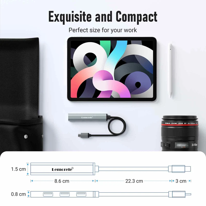 Lemorele TC57 USB-C 4-in-1 Hub with USB 3.0 and 3×USB 2.0 Ports