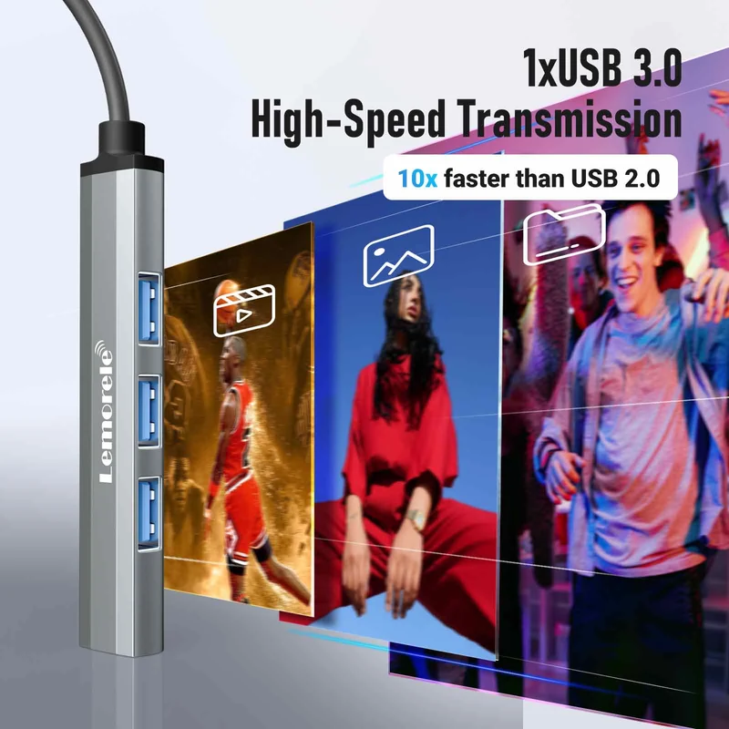 Lemorele TC57 USB-C 4-in-1 Hub with USB 3.0 and 3×USB 2.0 Ports