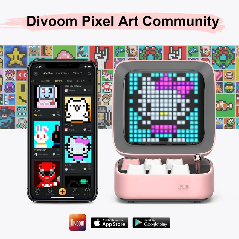 Divoom Ditoo-Pro Retro Pixel Art Bluetooth Speaker with DIY LED Display