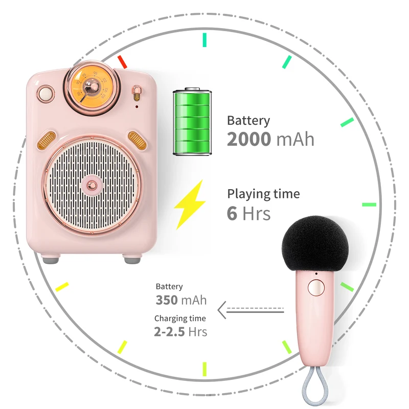 Divoom Fairy-OK Retro Mini Karaoke Speaker with Wireless Microphone