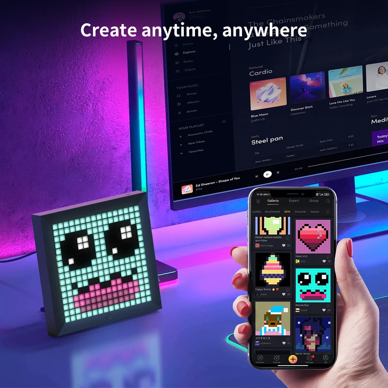 Divoom Pixoo 16x16 Pixel Art LED Display for Gaming Room Decor
