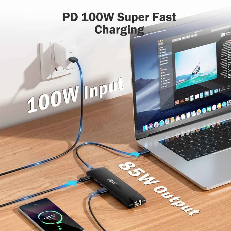 Lemorele TC96 13-in-1 USB-C Hub for Triple Display & Fast Charging