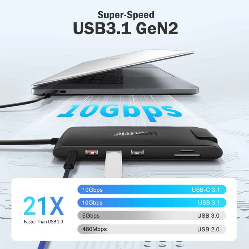 Lemorele TC96 13-in-1 USB-C Hub for Triple Display & Fast Charging