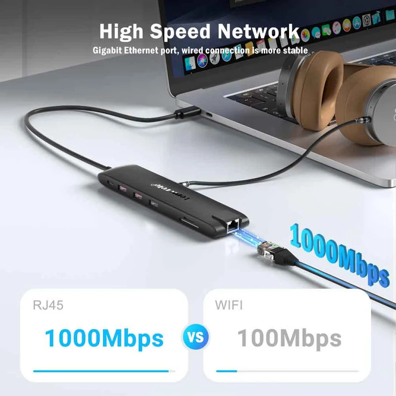 Lemorele TC96 13-in-1 USB-C Hub for Triple Display & Fast Charging