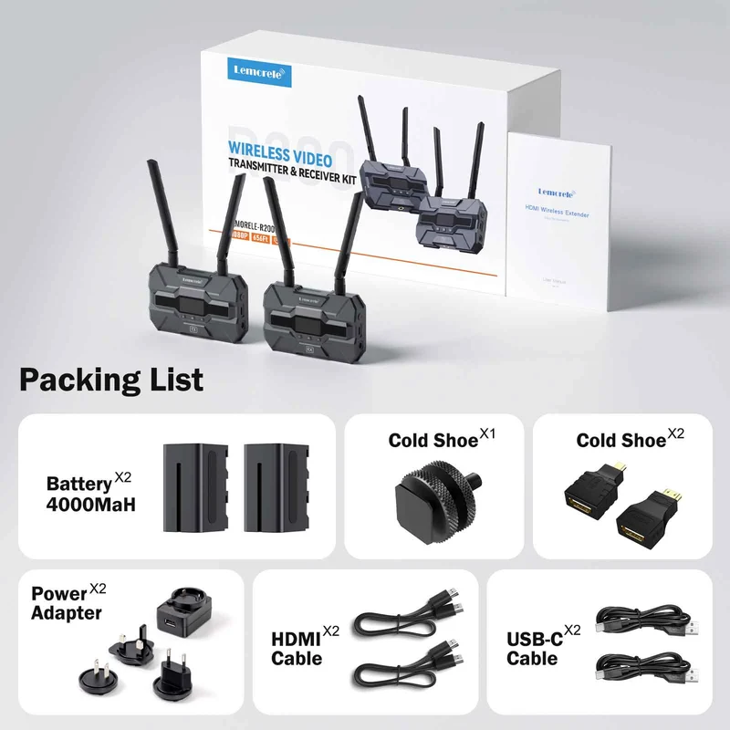 Lemorele R200 HDMI & Type-C | 1TX to 4RX Wireless Kit