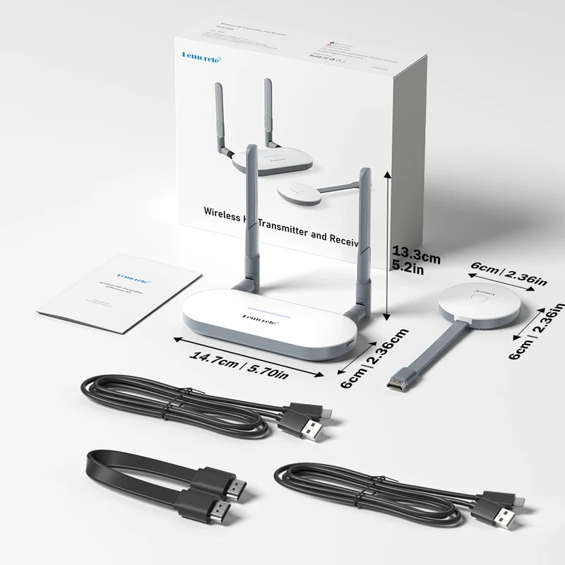 The Lemorele G52R1 Wireless HDMI Kit 1080p@60Hz | dual-screen display | Supports 8TX to 1RX