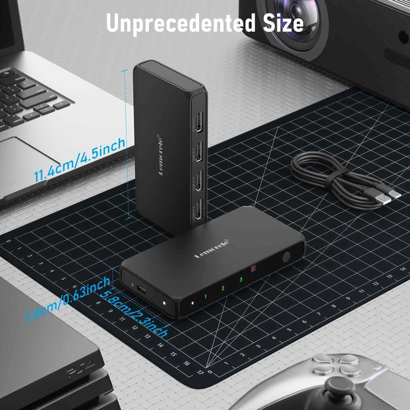 Lemorele G99 3-in-1 HDMI Switch with 4K Output & Remote Control