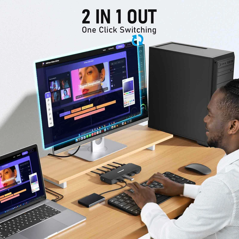 Lemorele G98 HDMI & USB KVM Switch with 4K Support and USB 3.0 Hub