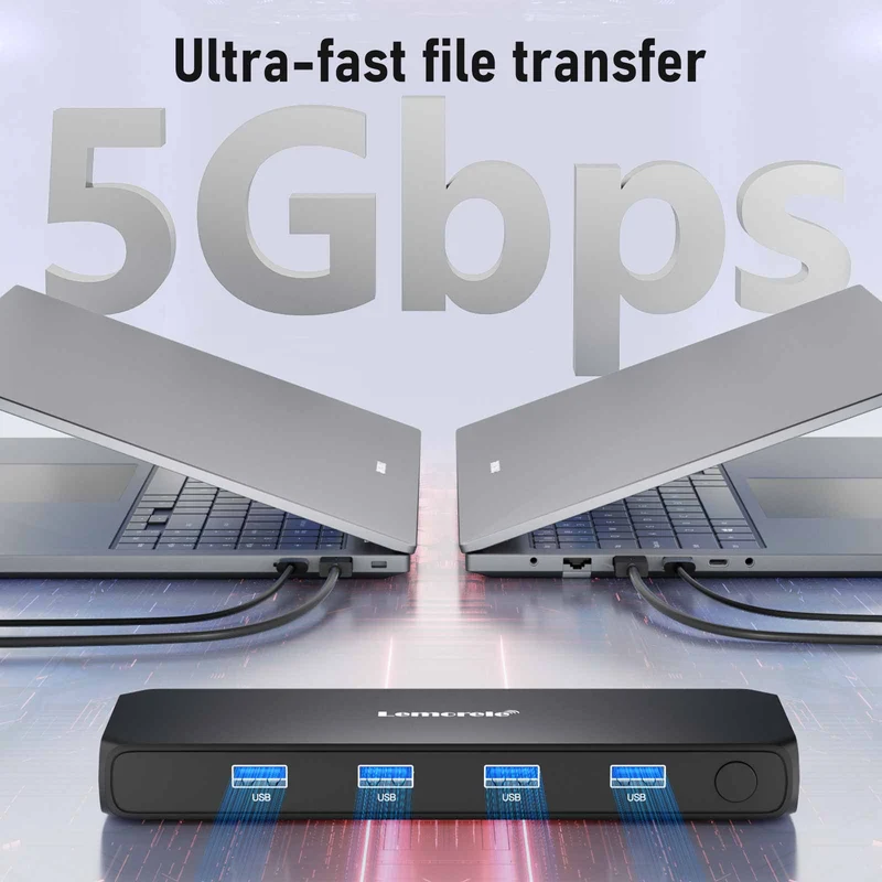Lemorele G98 HDMI & USB KVM Switch with 4K Support and USB 3.0 Hub