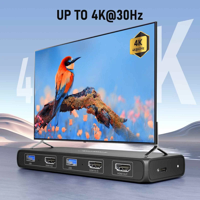 Lemorele G98 HDMI & USB KVM Switch with 4K Support and USB 3.0 Hub