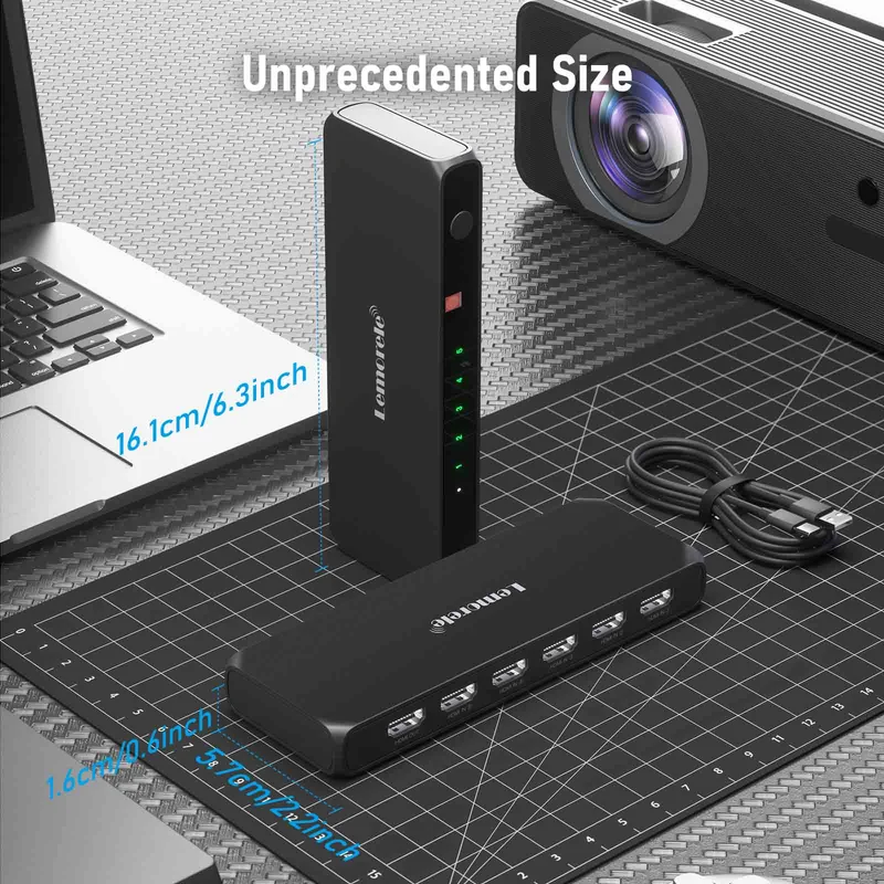 Lemorele G96 5-in-1 HDMI Switch with Remote Control, 4K30Hz Output