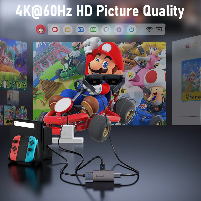 Lemorele LD48L HDMI to USB-C Converter | 4K60Hz Video Output for AR Glasses and USB-C Displays