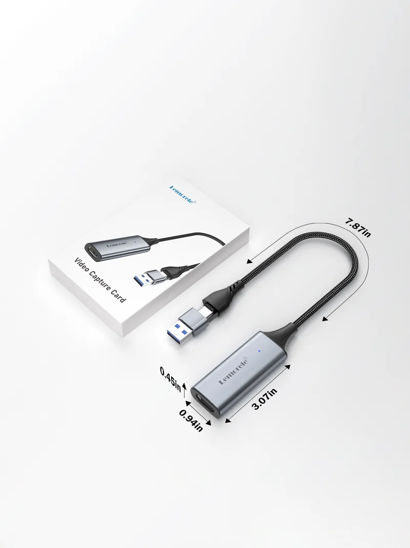 Lemorele AC05 1080P60 Video Capture Card | Dual USB & Type-C Output