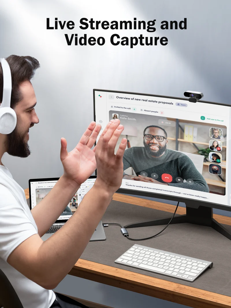 Lemorele AC05 1080P60 Video Capture Card | Dual USB & Type-C Output