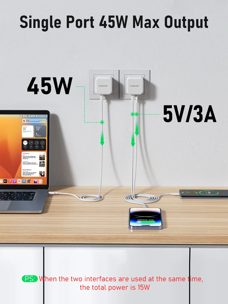 Lemorele【PD0401】45W USB C Charger