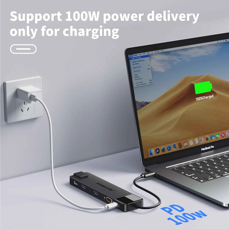 Lemorele TC100 | 13-in-1 USB-C Dock for MacBook with Dual 4K HDMI