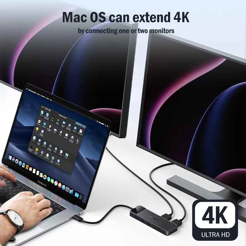 Lemorele TC94L USB-C Docking Station with Dual 4K HDMI & VGA Output