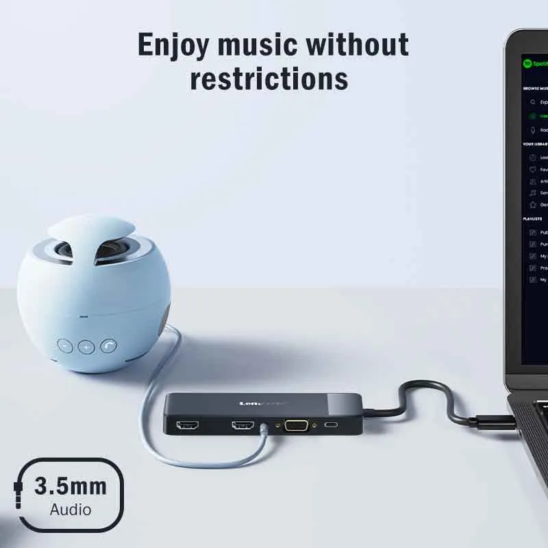 Lemorele TC94L USB-C Docking Station with Dual 4K HDMI & VGA Output