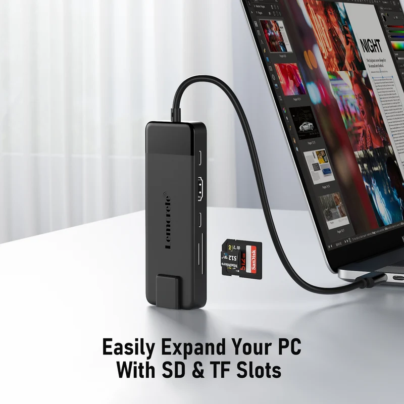 Lemorele TC93 USB-C Hub 10-in-1 with 4K HDMI, 100W PD, and Gigabit LAN