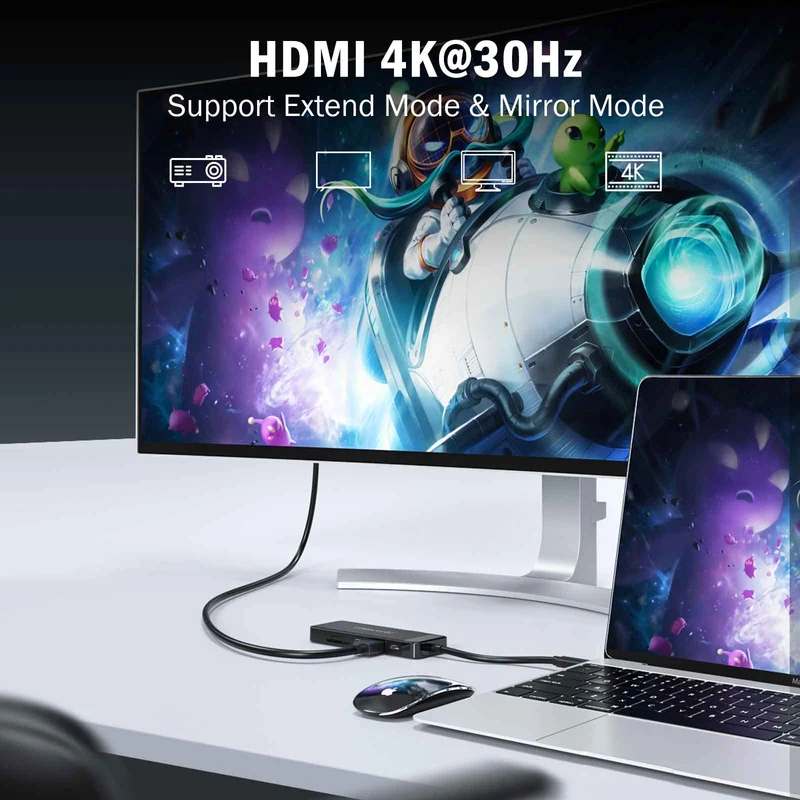 Lemorele TC92 USB-C 9-in-1 Docking Station | 4K HDMI, 100W PD, Multi-Port Hub