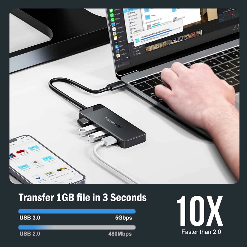 Lemorele TC92 USB-C 9-in-1 Docking Station | 4K HDMI, 100W PD, Multi-Port Hub