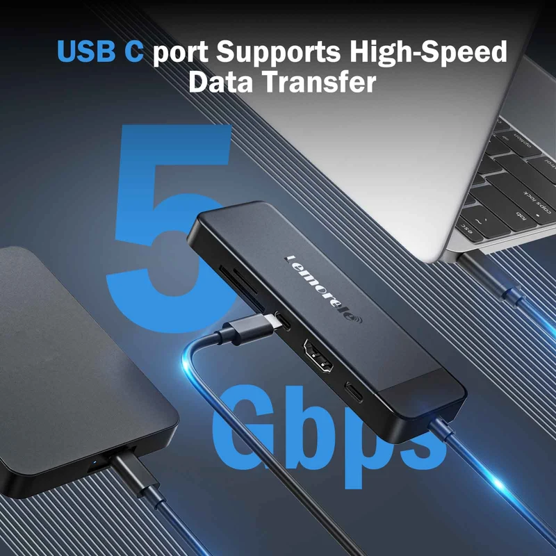 Lemorele TC92 USB-C 9-in-1 Docking Station | 4K HDMI, 100W PD, Multi-Port Hub