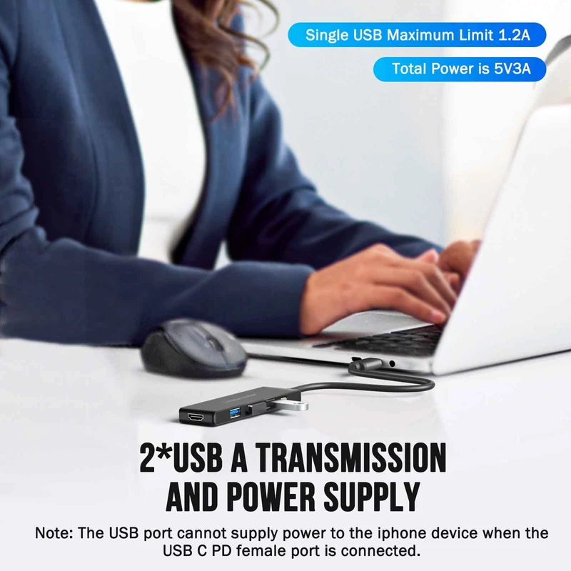 Lemorele TC22L USB-C 5-in-1 Hub – 100W PD, 4K HDMI, USB 3.0