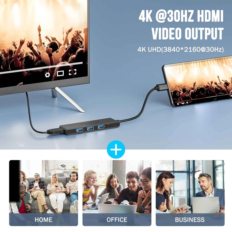 Lemorele TC22L USB-C 5-in-1 Hub – 100W PD, 4K HDMI, USB 3.0