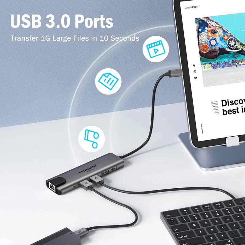 Lemorele TC44L USB-C 6-in-1 Hub with 4K HDMI & Gigabit LAN