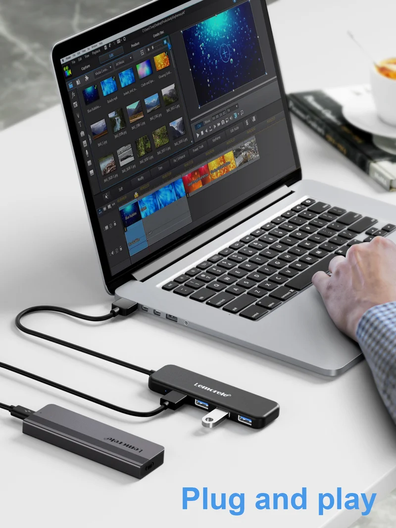 Lemorele TC55 USB-A 4-in-1 Hub with Micro USB Power Supply