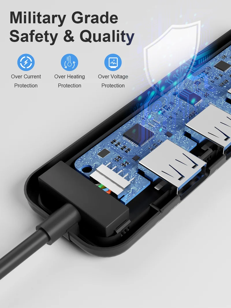 Lemorele TC55 USB-A 4-in-1 Hub with Micro USB Power Supply