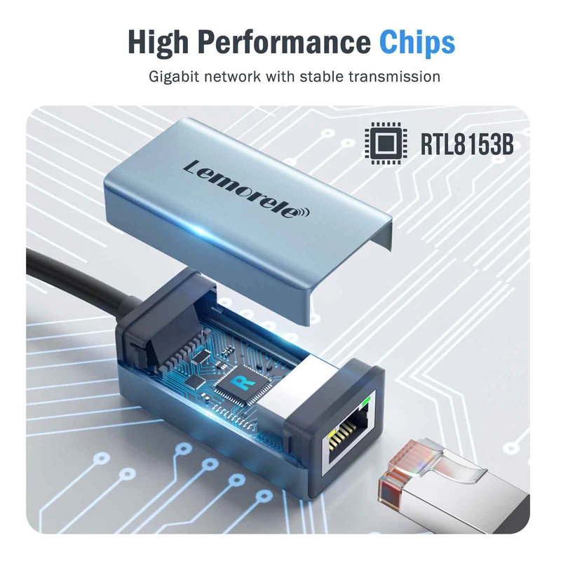 Lemorele TC48 USB-C to Gigabit Ethernet Adapter 1000Mbps