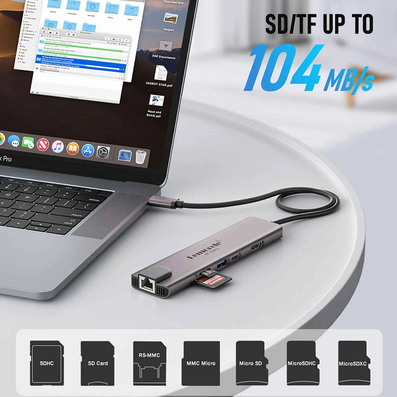 Lemorele TC46L USB-C 10-in-1 Docking Station with 4K HDMI & 100W PD