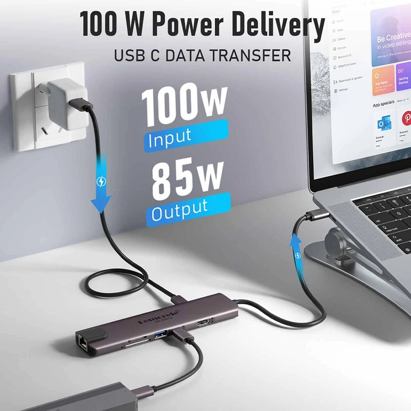 Lemorele TC46L USB-C 10-in-1 Docking Station with 4K HDMI & 100W PD