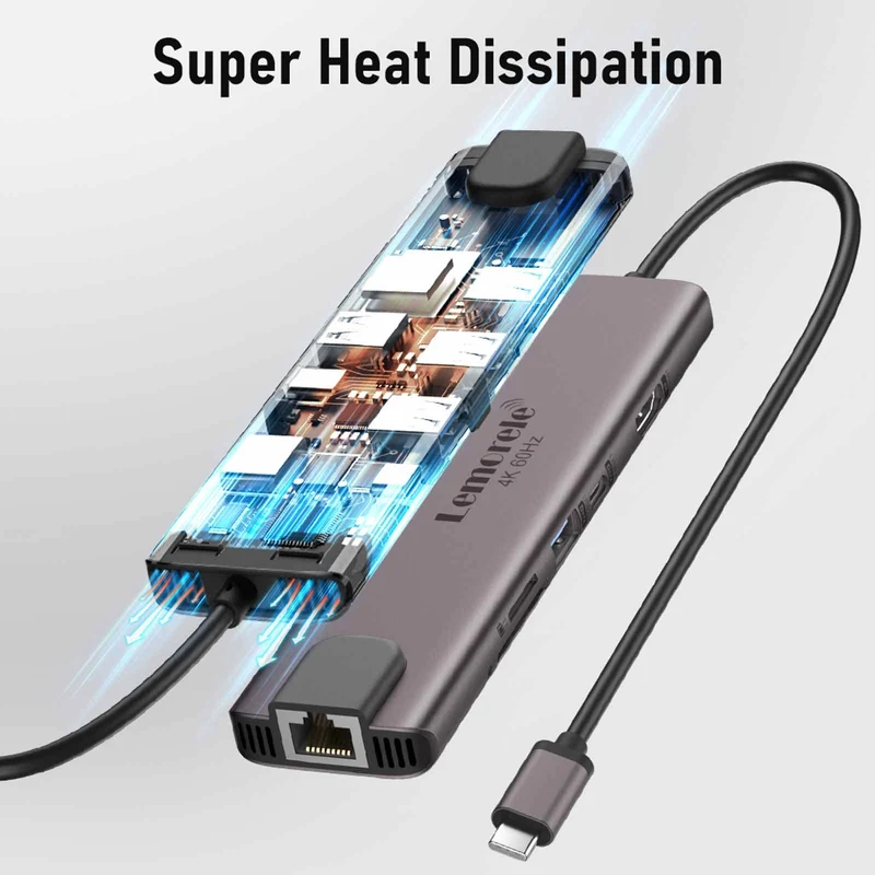Lemorele TC46L USB-C 10-in-1 Docking Station with 4K HDMI & 100W PD