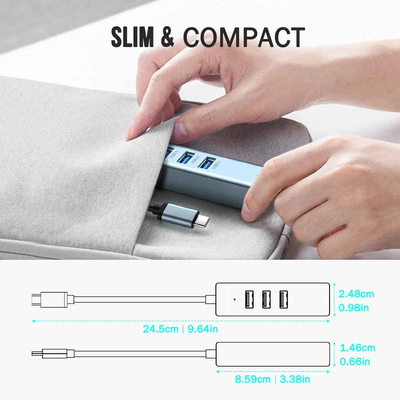 Lemorele TC43L USB-C 4-in-1 Hub with Ethernet and USB Ports