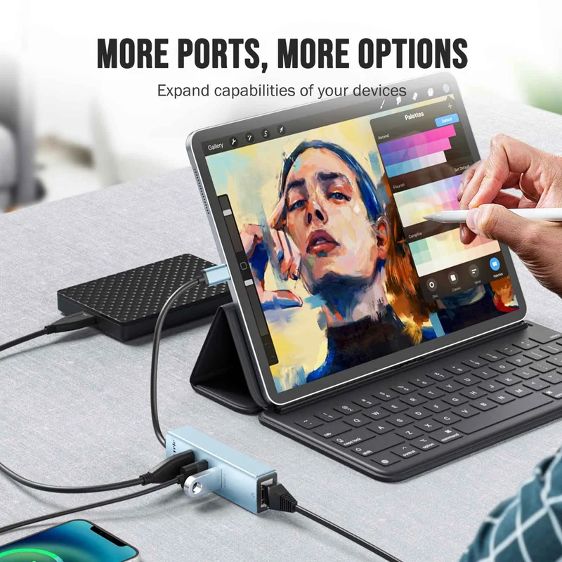Lemorele TC43L USB-C 4-in-1 Hub with Ethernet and USB Ports