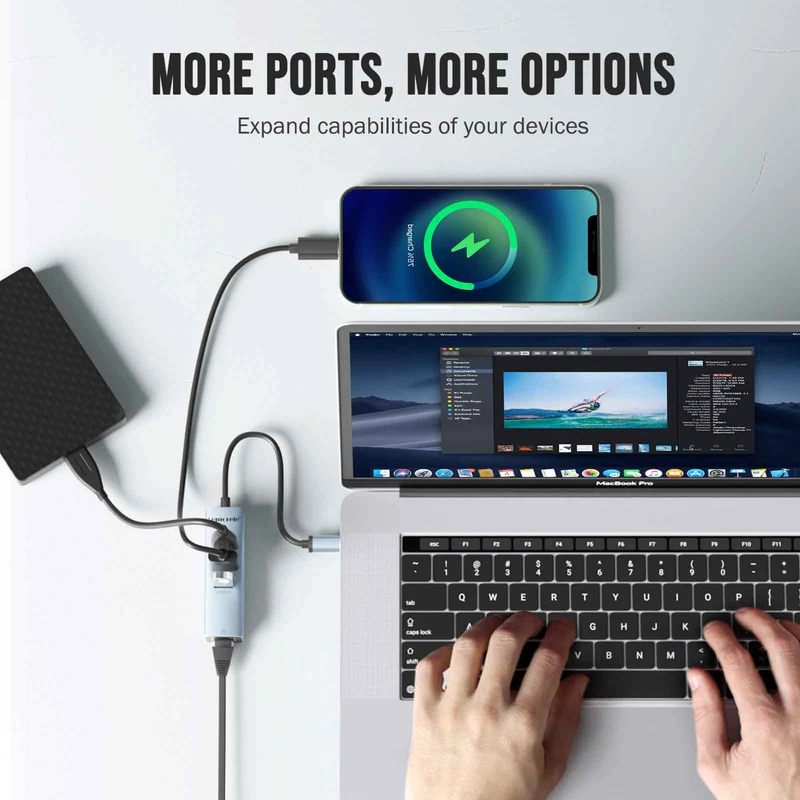 Lemorele TC43L USB-C 4-in-1 Hub with Ethernet and USB Ports