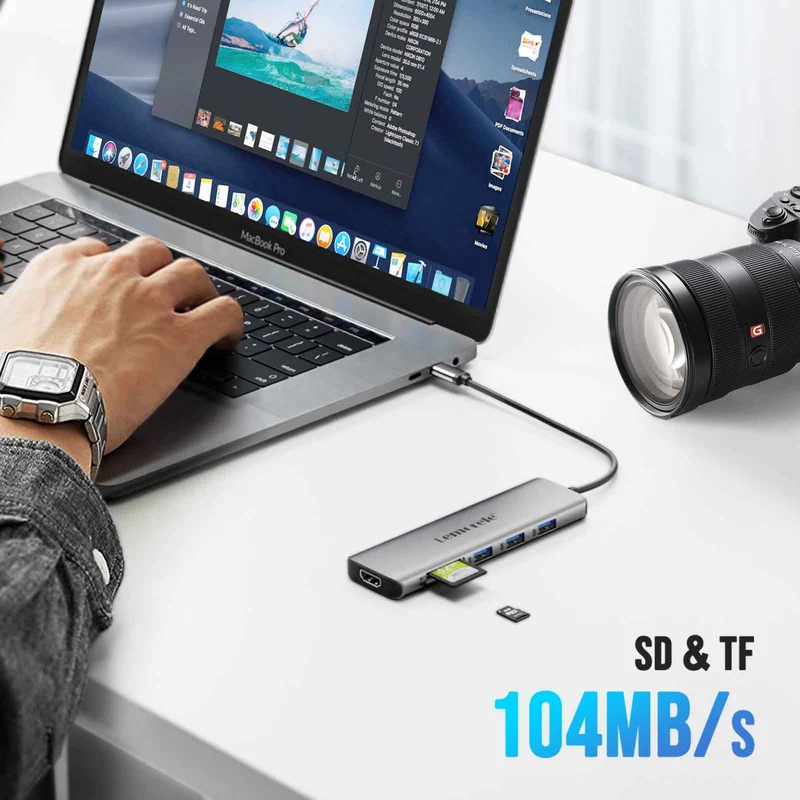 Lemorele TC38L USB-C 8-in-1 Hub with 4K HDMI & 100W PD Charging