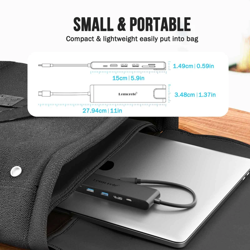 Lemorele TC25L USB-C 7-in-1 Hub – 4K HDMI, PD Charging, Gigabit Ethernet